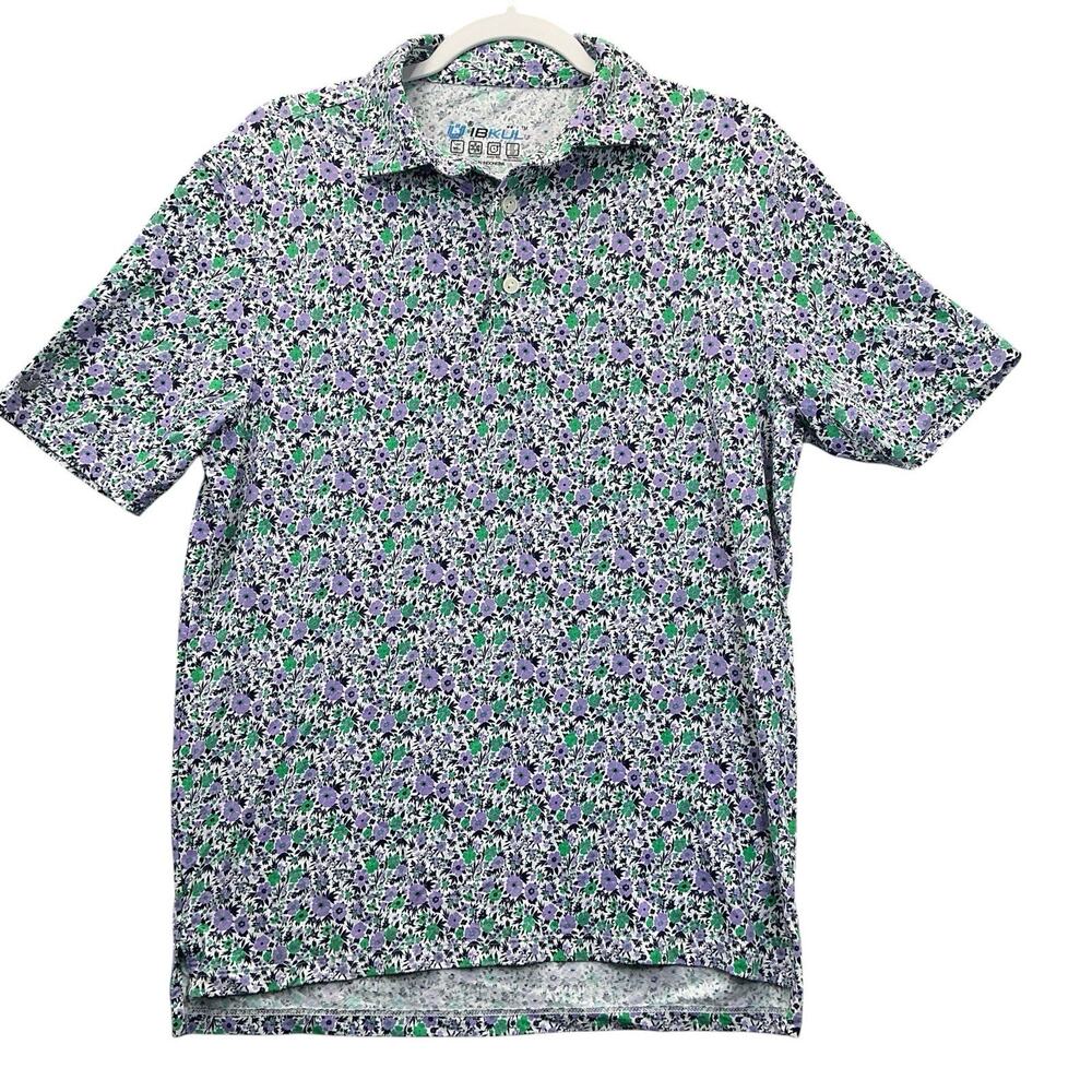 IBKUL Polo Shirt Multicolor Floral UPF 50+ Quick Dry Golf Tennis Small